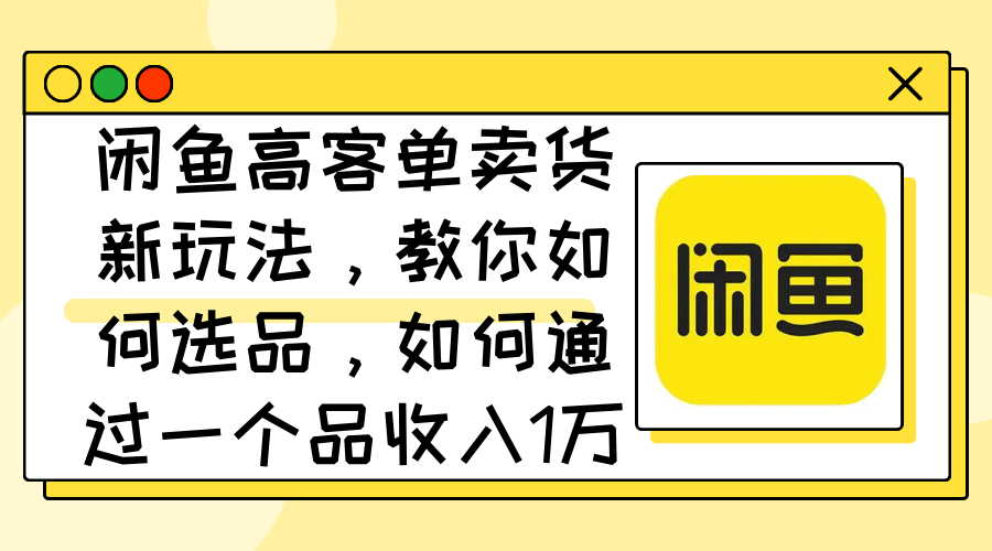 (12387期)闲鱼高客单卖货新玩法,教你如何选品,如何通过一个品收入1万+-解忧云网络