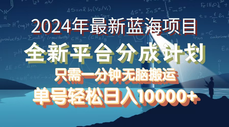 (12486期)2024年最新蓝海项目,全新分成平台,可单号可矩阵,单号轻松月入10000+-解忧云网络