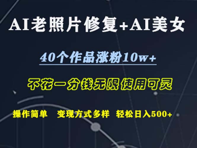 (12489期)AI老照片修复+AI美女玩发  40个作品涨粉10w+  不花一分钱使用可灵  操…-解忧云网络