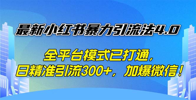 (12505期)最新小红书暴力引流法4.0, 全平台模式已打通,日精准引流300+,加爆微…-解忧云网络
