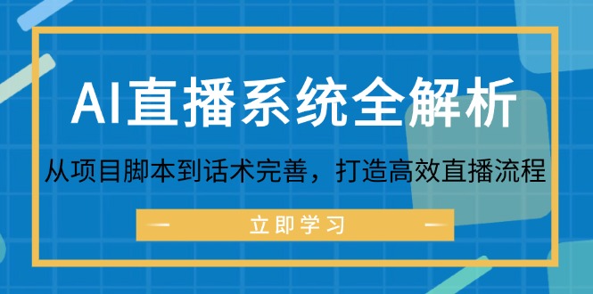 (12509期)AI直播系统全解析:从项目脚本到话术完善,打造高效直播流程-解忧云网络