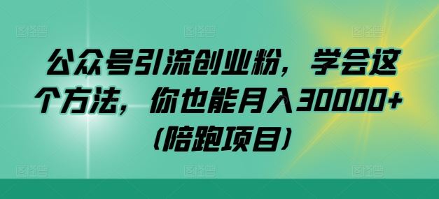 公众号引流创业粉,学会这个方法,你也能月入30000+ (陪跑项目)-解忧云网络