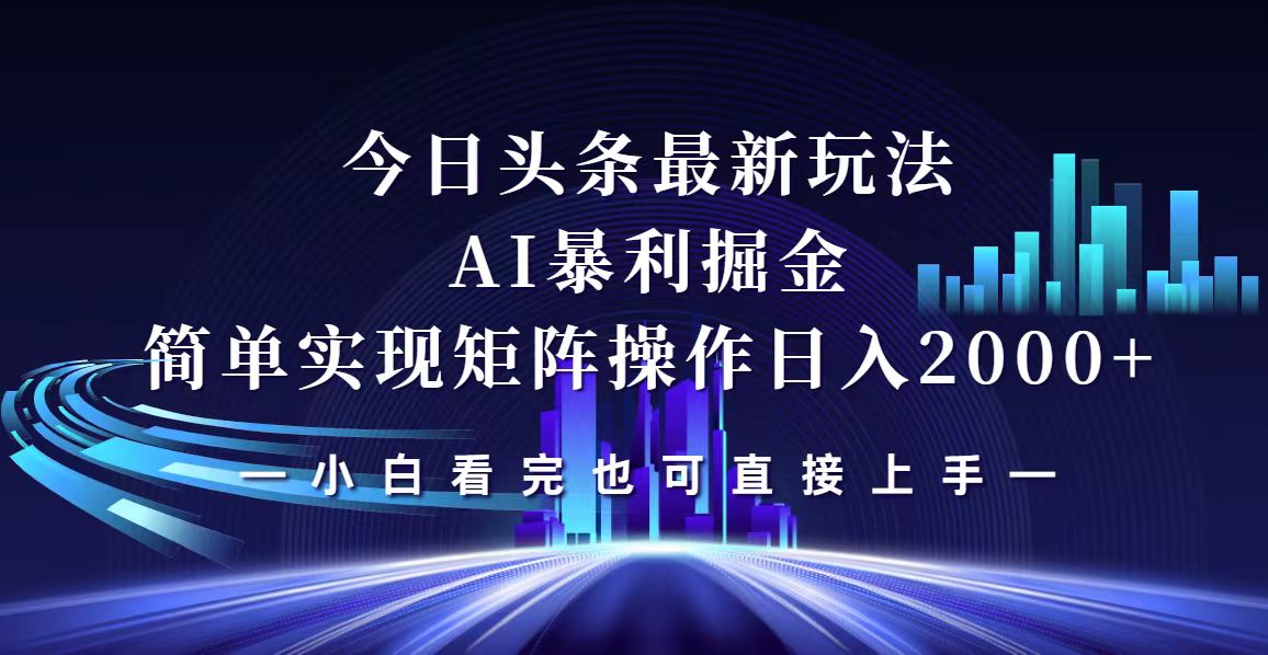 (12610期)今日头条最新掘金玩法,轻松矩阵日入2000+-解忧云网络