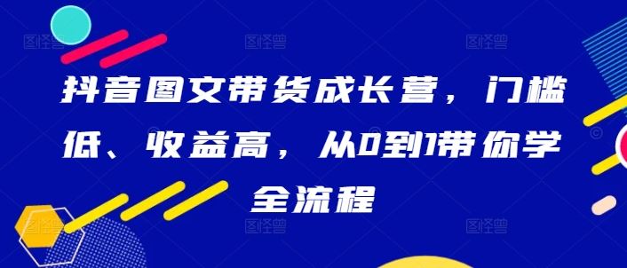 抖音图文带货成长营,门槛低、收益高,从0到1带你学全流程-解忧云网络