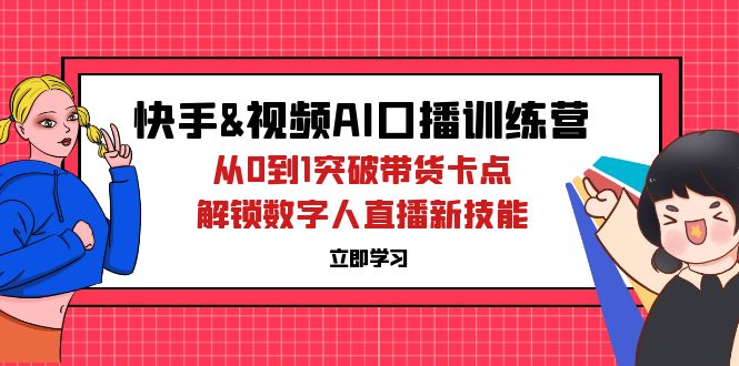 (12665期)快手&视频号AI口播特训营:从0到1突破带货卡点,解锁数字人直播新技能-解忧云网络
