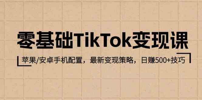 零基础TikTok变现课:苹果/安卓手机配置,最新变现策略,日赚500+技巧-解忧云网络