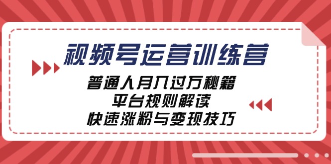 视频号运营训练营:普通人月入过万秘籍,平台规则解读,快速涨粉与变现-解忧云网络