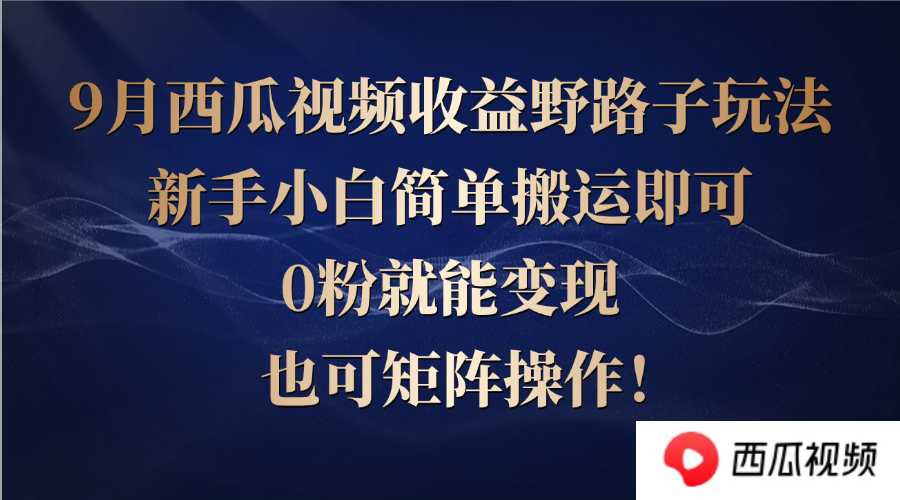 (12760期)西瓜视频收益野路子玩法,新手小白简单搬运即可,0粉就能变现,也可矩…-解忧云网络