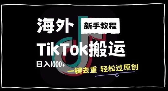 2024最新海外TikTok搬运玩法,一键去重轻松过原创,新手无经验也能日入1k【揭秘】-解忧云网络