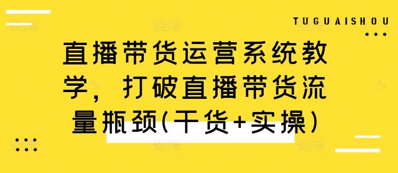 直播带货运营系统教学,打破直播带货流量瓶颈(干货+实操)-解忧云网络