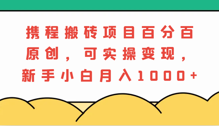 携程搬砖项目,百分百原创,可实操变现,新手小白月入1000+-解忧云网络