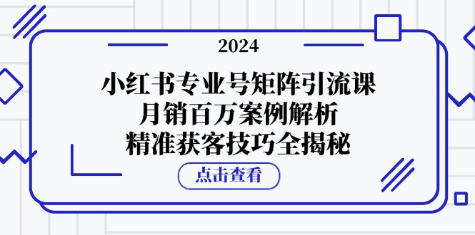 小红书专业号矩阵引流课,月销百万案例解析,精准获客技巧全揭秘-解忧云网络