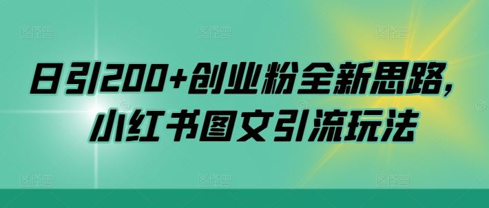 日引200+创业粉全新思路,小红书图文引流玩法【揭秘】-解忧云网络