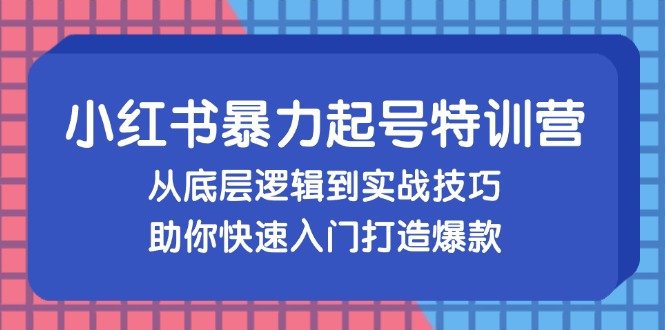 (13003期)小红书暴力起号训练营,从底层逻辑到实战技巧,助你快速入门打造爆款-解忧云网络