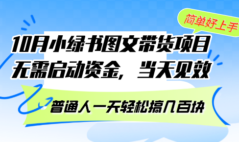 (13005期)10月份小绿书图文带货项目 无需启动资金 当天见效 普通人一天轻松搞几百块-解忧云网络