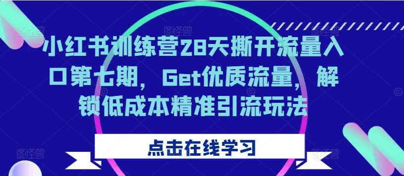 小红书训练营28天撕开流量入口第七期,Get优质流量,解锁低成本精准引流玩法-解忧云网络