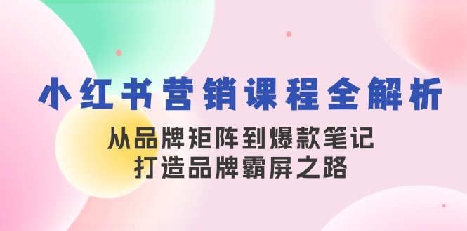 小红书营销课程全解析,从品牌矩阵到爆款笔记,打造品牌霸屏之路-解忧云网络