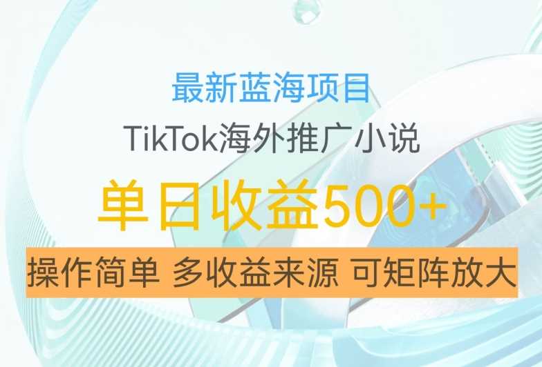最新蓝海项目,利用tiktok海外推广小说赚钱佣金,简单易学,日入500+,可矩阵放大【揭秘】-解忧云网络
