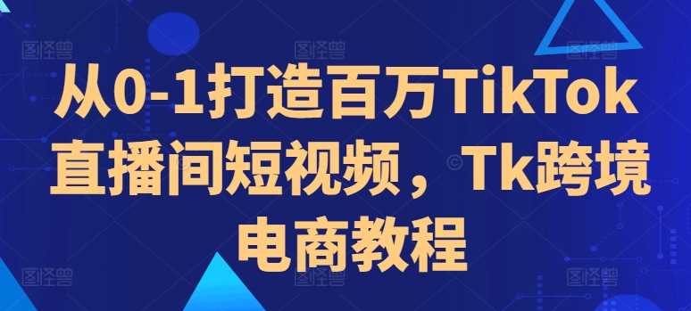 从0-1打造百万TikTok直播间短视频,Tk跨境电商教程-解忧云网络
