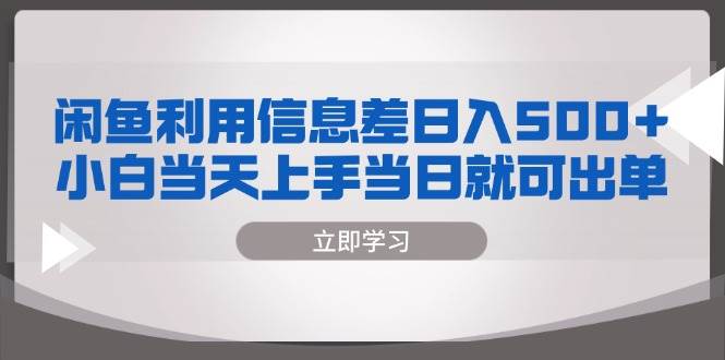 (13170期)闲鱼利用信息差 日入500+  小白当天上手 当日就可出单-解忧云网络