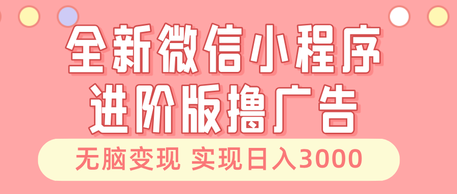 (13197期)全新微信小程序进阶版撸广告 无脑变现睡后也有收入 日入3000+-解忧云网络