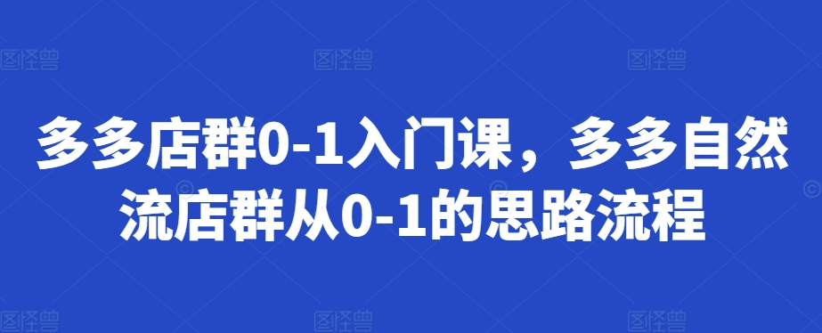 多多店群0-1入门课,多多自然流店群从0-1的思路流程-解忧云网络