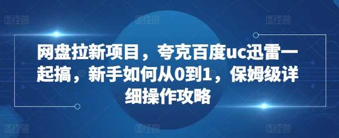 网盘拉新项目,夸克百度uc迅雷一起搞,新手如何从0到1,保姆级详细操作攻略-解忧云网络