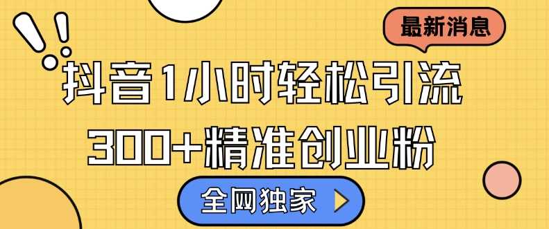 全网独家抖音引流,轻松日引300+精准创业粉【揭秘】-解忧云网络