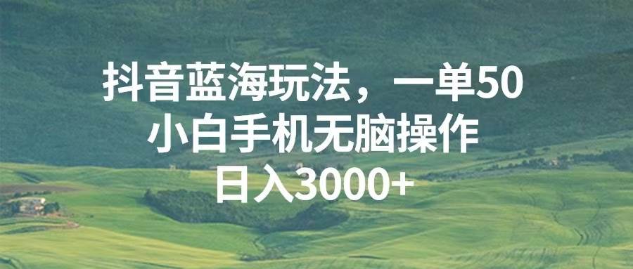 (13353期)抖音蓝海玩法,一单50,小白手机无脑操作,日入3000+-解忧云网络