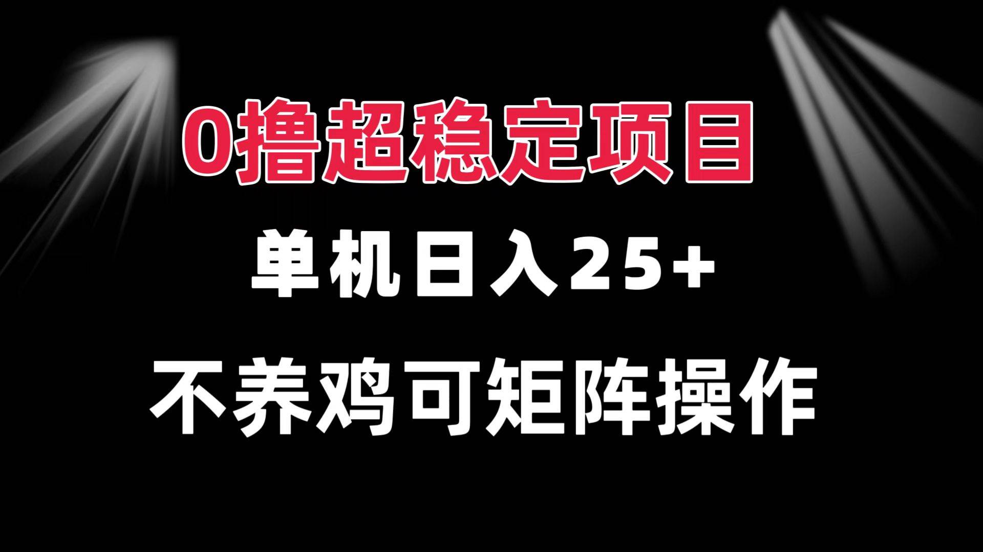 (13355期)0撸项目 单机日入25+ 可批量操作 无需养鸡 长期稳定 做了就有-解忧云网络