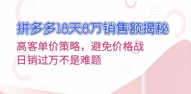 (13383期)拼多多18天8万销售额揭秘:高客单价策略,避免价格战,日销过万不是难题-解忧云网络