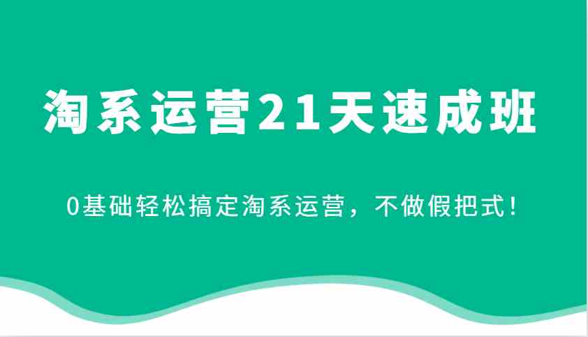淘系运营21天速成班,0基础轻松搞定淘系运营,不做假把式!-解忧云网络