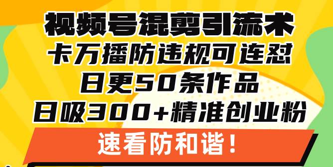(13400期)视频号混剪引流技术,500万播放引流17000创业粉,操作简单当天学会-解忧云网络