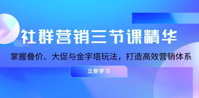 (13431期)社群营销三节课精华:掌握叠价、大促与金字塔玩法,打造高效营销体系-解忧云网络