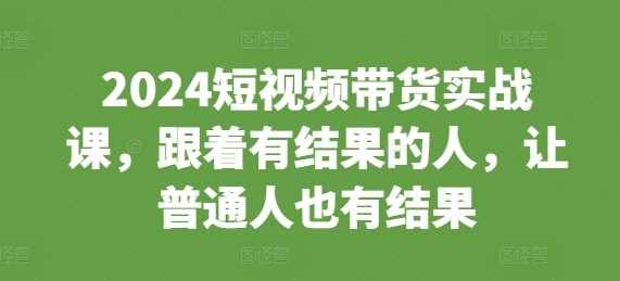 2024短视频带货实战课,跟着有结果的人,让普通人也有结果-解忧云网络