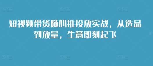 短视频带货随心推投放实战,从选品到放量,生意即刻起飞-解忧云网络