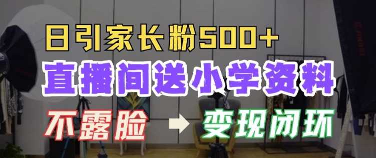 直播间送小学资料,每天引流家长粉500+,变现闭环模式【揭秘】-解忧云网络