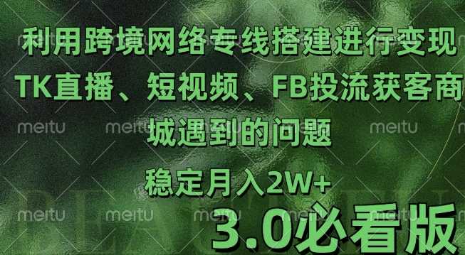 利用跨境电商网络及搭建TK直播、短视频、FB投流获客以及商城遇到的问题进行变现3.0必看版【揭秘】-解忧云网络