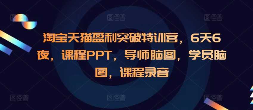 淘宝天猫盈利突破特训营,6天6夜,课程PPT,导师脑图,学员脑图,课程录音-解忧云网络