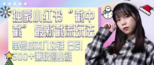 最新小红书截流玩法 独家截中截 单号成本几块钱 日引500+CY粉JZ粉-解忧云网络