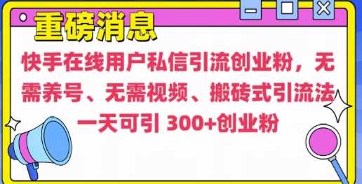 快手最新引流创业粉方法,无需养号、无需视频、搬砖式引流法【揭秘】-解忧云网络