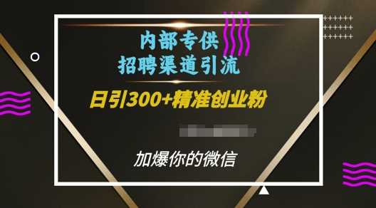 内部招聘渠道日引流300+创业粉,加爆你的微信【揭秘】-解忧云网络