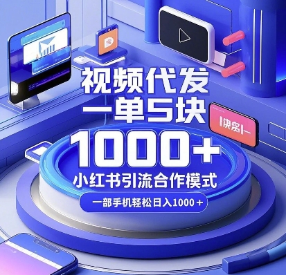 视频代发,一单5块,小红书引流合作模式,一部手机轻松日入多张【揭秘】-解忧云网络