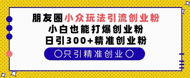 朋友圈小众玩法引流创业粉,小白也能打爆创业粉,日引300+精准创业粉【揭秘】-解忧云网络
