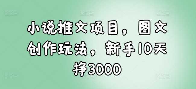 小说推文项目,图文创作玩法,新手10天挣3000-解忧云网络