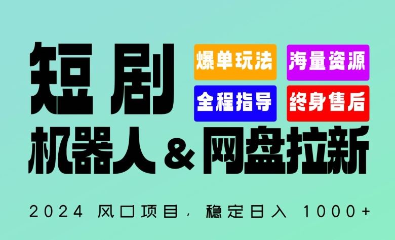 2024“短剧机器人+网盘拉新”全自动运行项目，稳定日入1000+，你的每一条专属链接都在为你赚钱【揭秘】-解忧云网络