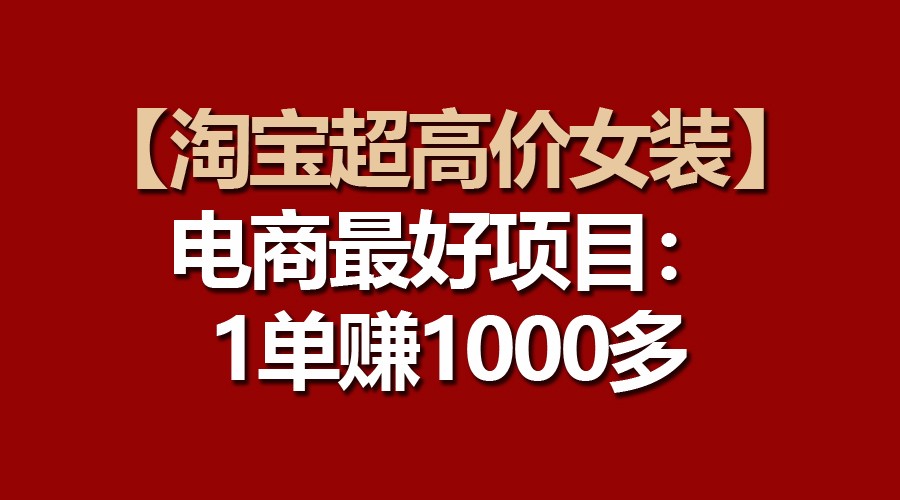 【淘宝超高价女装】电商最好项目：一单赚1000多-解忧云网络