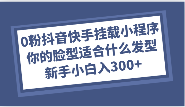 0粉抖音快手挂载小程序，你的脸型适合什么发型玩法，新手小白日入300+-解忧云网络