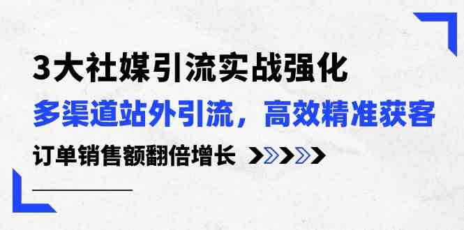 3大社媒引流实操强化，多渠道站外引流/高效精准获客/订单销售额翻倍增长-解忧云网络