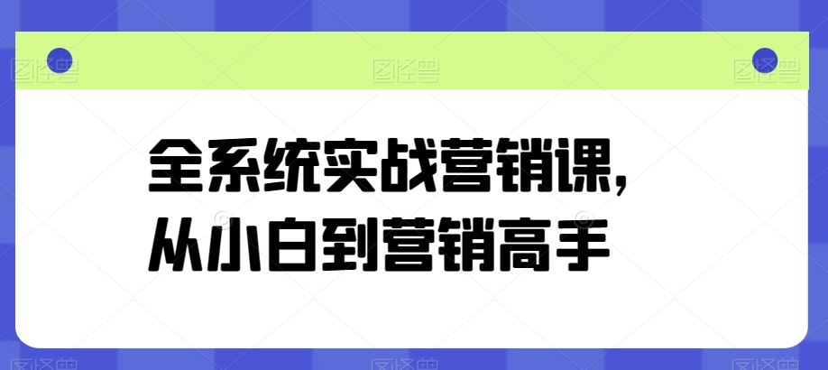 全系统实战营销课，从小白到营销高手-解忧云网络